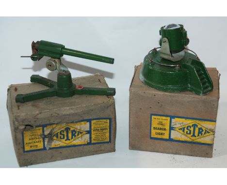 An Astra Anti-Aircarft Gun, Search Light in original boxes and small collection of model ships Condition Report: Available up