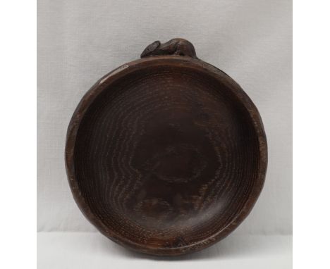 A Mouseman oak bowl by Robert 'MOUSEMAN' Thompson (1876-1955) with an adzed edged, with a carved mouse signature, with a long