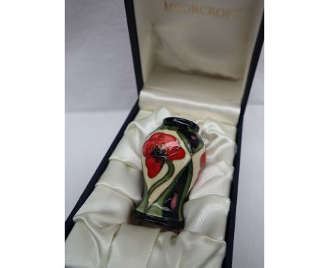 A Moorcroft pottery Lords of Leith Downs miniature vase, dated 2008, impressed and painted marks, 5.5cm high, boxed