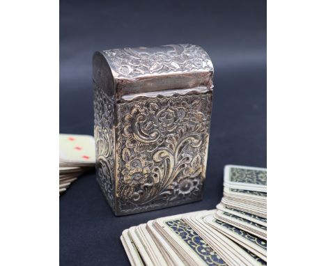 An Edward VII silver playing card case, Chester, 1903, George Nathan &amp; Ridley Hayes, 53mm wide x 85mm high x 41mm deep, a