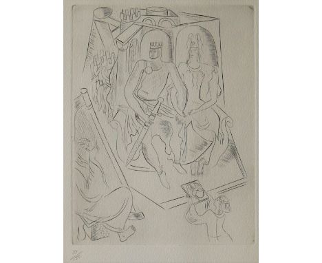 After Ceri Richards"Arthur and Guinevere"Limited edition engraving, Published by the Tate Gallery 1981, numbered 37/150 Stamp