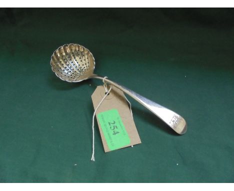 18th century sifter ladle, shell bowl, markers G.S.S.