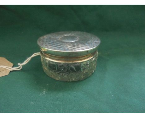 Silver lidded glass dressing table pot, Birmingham 1906