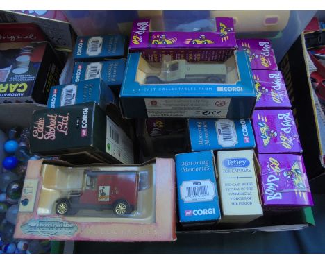 Number of boxed die-cast vehicles by Corgi together with boxed plastic Bump and Go cars