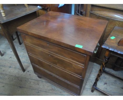 Craftsman made commode with mock frontage lifting to expose seated ceramic bowl and with brass handles to each side on turned