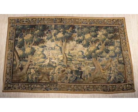 A Verdure wall tapestry, Oudenaarde, 17thC A verdure wall tapestry, depicting birds in a a wooded area. Een Verdure Oudenaard