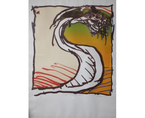 Pierre ALECHINSKY (1927) Lithograph in colors Genou dans la robe (1981) Signed. Lithografie in kleuren Genou dans la robe (19