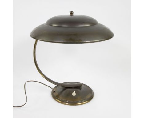 Art Deco Bauhaus desk lamp in brass in the style of Hillebrand, 1930s Art Deco Bauhaus bureaulamp in messing in de stijl van 