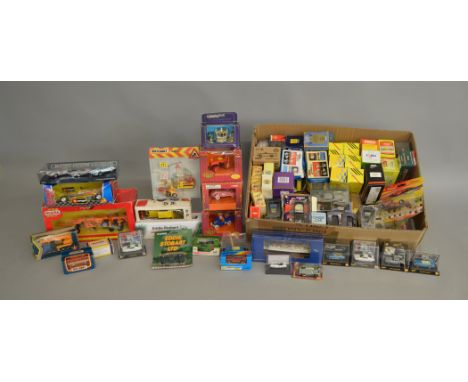 A diverse selection of diecast models by Corgi, Matchbox, Lledo and others, all in original packaging, including three differ