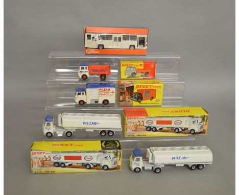 4 boxed Dinky Toys, 435 Bedford Tipper, 450 Bedford TK Box Van and 2 x 945 AEC Fuel Tankers together with a Tekno 851 Scania 