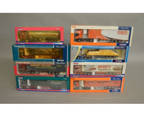 8 Corgi 1:50 scale diecast trucks in&nbsp; various liveries including&nbsp; Eddie Stobart LTD, Suttons, TNT&nbsp; etc all are