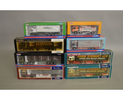 8 Corgi 1:50 scale diecast trucks in&nbsp; various liveries including Eddie Stobart LTD, Guinness, Pollock etc all are Limite