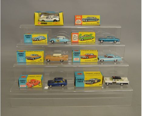 7 boxed Corgi Toys including 223 Chevrolet State Patrol, 235 Oldsmobile Super 88, 238 Jaguar Mk X. 248 Chevrolet Impala, 251 