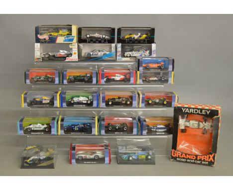 23 boxed Race and Rally cars by Atlas Editions, Onyx and others in 1:43 and other scales, including a boxed Yardley McLaren '