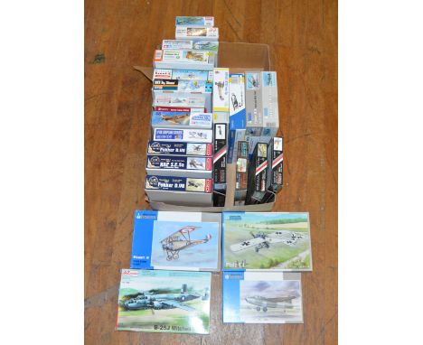 25 boxed plastic model&nbsp; aircraft kits, by Academy, AZ model and others in predominantly 1:48 and 1:72 scales. Contents o