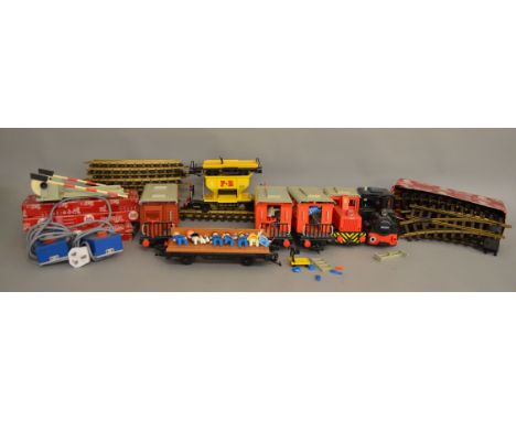 G scale.&nbsp; A very good quantity of unboxed Playmobil railway items including two Locomotives, two coaches and four wagons