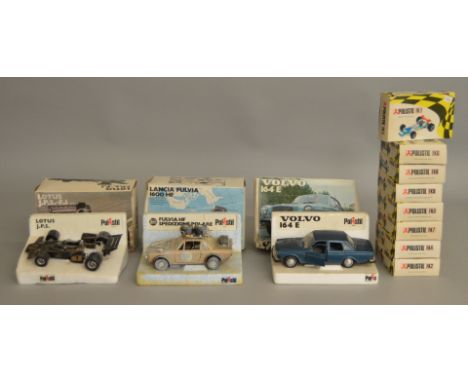 11 boxed Polistil diecast model cars including Lancia Fulvia 1600HF(Polar Expedition), Volvo 164E and a 1:25 scale Lotus JPS 