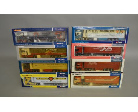 8 Corgi 1:50 scale diecast trucks in&nbsp; various liveries including L.E. Jones LTD, I.Craig Haulage etc all are Limited Edi