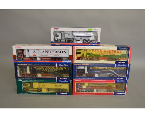 7 Corgi 1:50 scale diecast trucks in&nbsp; various liveries including&nbsp; Marshalls, A.J. Anderson, Wreford's Transport etc