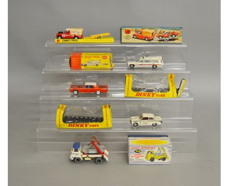 4 boxed Dinky Toys including 133 1965 Ford Cortina and 170 Lincoln Continental, both in window box packaging, together with 2