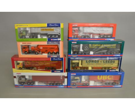 8 Corgi 1:50 scale diecast trucks in various liveries including&nbsp; Bulmers, Longs Of Leeds, etc all are Limited Edition (8