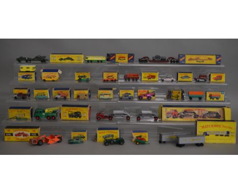 A quantity of boxed Matchbox diecast models, mostly with varying degrees of play wear in original boxes ranging from P to G, 