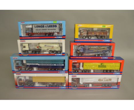 8 Corgi 1:50 scale diecast trucks in various liveries including&nbsp; Woodhead Bros, Longs Of Leeds, James S. Hislop etc all 