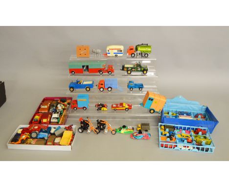 A quantity of playworn diecast models by Corgi, Dinky, Matchbox etc.&nbsp; together with a Matchbox Superfast Collectors Case