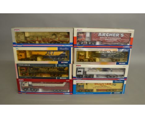 8 Corgi 1:50 scale diecast trucks in  various liveries including  Jet, Scotlee International, Archer's etc.,  all are Limited