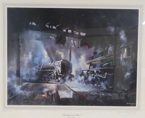 David Weston (1935-2011). Sunlight and Steam, artist signed limited edition print number 318/500, 46cm x 61cm. 