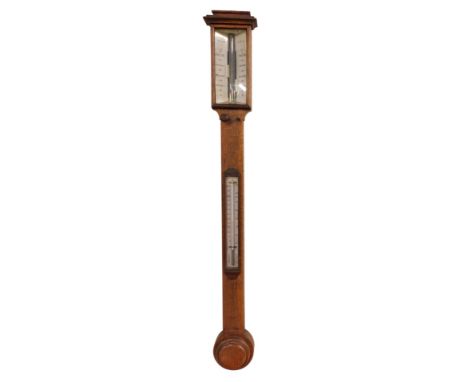 A 19thC Army &amp; Navy Co Operative Society Limited oak stick barometer, with bone dials and mercury dial marked A&amp;N C.S