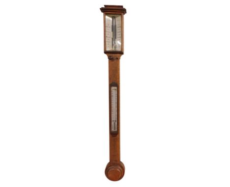 A 19thC Army &amp; Navy Co Operative Society Limited oak stick barometer, with bone dials and mercury dial marked A&amp;N C.S