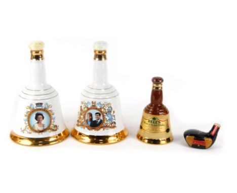 A group of Bells Scotch Whisky decanters, comprising a Celebration Scotch for The Marriage of Prince Andrew with Miss Sarah F