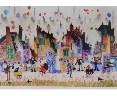 S F Howells (20th School). Tiptoe Through the Tulips, limited edition print, number 72/95, signed and titled to margin, 33cm 