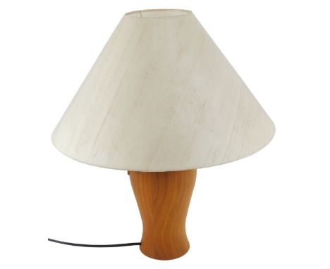 A Dyrlund Danish light teak table lamp, with an oatmeal coloured shade, 47cm high.