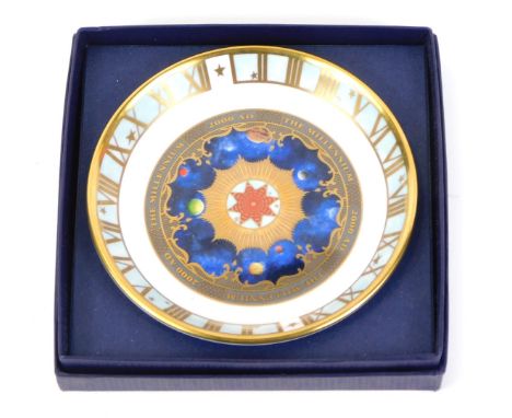 A Royal Worcester porcelain millennium dish 2000, in celebration of that event, boxed.