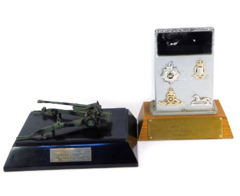 A Presentation model of the 155mm Field Howitzer 70 (FH-70), to Major General A E Burgess, OBE, from Capt. Anderson R A, his 