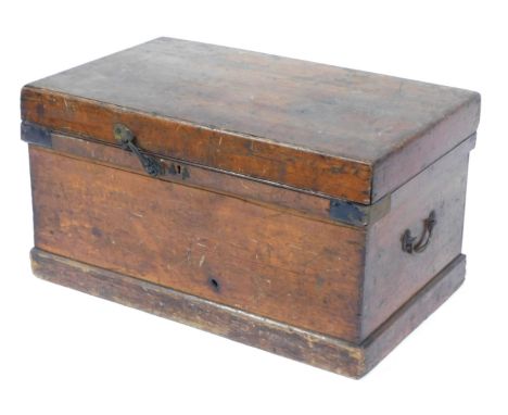 A pine chest, containing carpenter's tools, vices, etc, chest 43cm high, 78cm wide, 47cm deep.