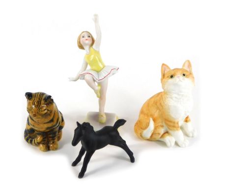 A Royal Worcester porcelain Days of the Week figure, modelled as Tuesday Girl, together with a Royal Worcester figure modelle