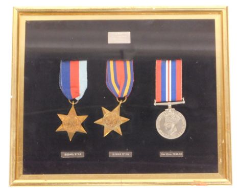 A Framed WWII 1939-45 Star, Burma Star, War Medal 1939-1945, dedicated to 4864739 Private Clifford Harold Knowles, of 7th Bn 