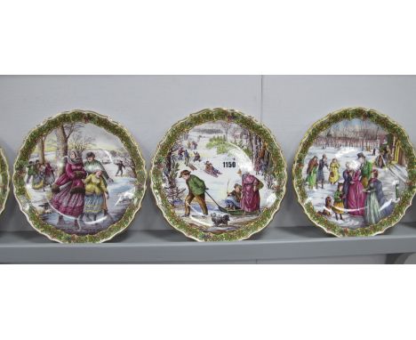 Four Spode 'The Victorian Christmas' Plates, No's 1,2,3 and 5 (two boxed); plus five Coalport Christmas plates 1987-1991. (9)