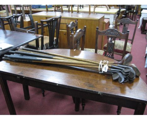 Fifteen Assorted Early XX Century Hickory Shafted Golf Clubs, including two woods, a 'Scotia' Mashie by R. Forgan &amp; Sons,