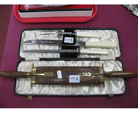 Indian Knife and Fork Set, in hardwood casing; Joseph Elliot of Sheffield carving set.