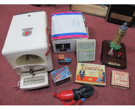 A Collection of Vintage Toys, including a 1950's 'Goblin' washing machine and roller, a Britains model of Big Ben and soldier