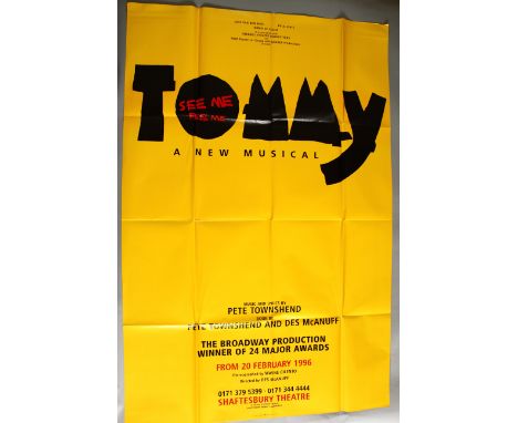 The Who Tommy 1996 Musical by Pete Townsend Shaftsbury Avenue Theatre poster plus HMV Springsteen, Tower Records Rolling STon