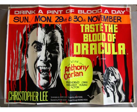 Taste the Blood of Dracula (1970) X certificate 1st release British Quad film poster starring Christopher Lee as Count Dracul