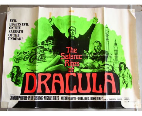 Satanic Rites of Dracula X certificate (1974) Hammer Horror film poster starring Christopher Lee & Peter Cushing with art by 