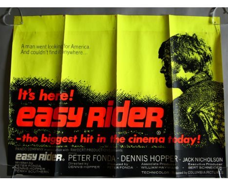 Easy Rider (1969) X certificate rare 1st release British Quad film poster starring Peter Fonda and Dennis Hopper on motorbike