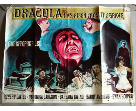 Dracula has Risen from the Grave (1968) X certificate Hammer horror British Quad film poster starring Christopher Lee with ar