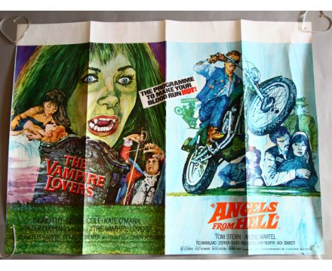 The Vampire Lovers / Angels from Hell Hammer double-bill X certificate British Quad film poster from 1970 starring Ingrid Pit
